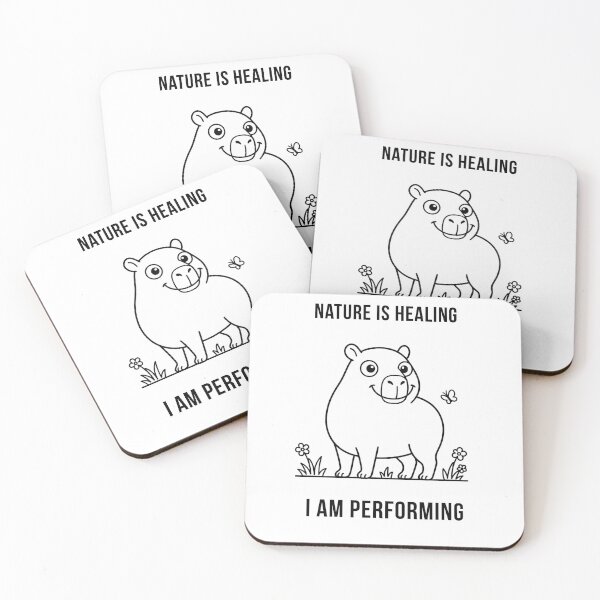 Item preview, Nature Is Healing I Am Performing — Deadpan Capybara Smiling Sticker & Tee designed and sold by DeadpanPaws.