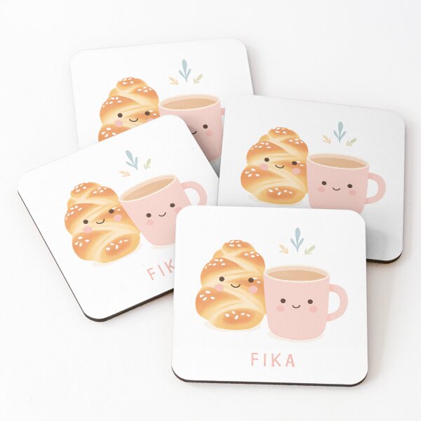 Item preview,   Kawaii Coffee and Kanelbullar Fika Cute Scandinavian Art designed and sold by BobaBunny76.