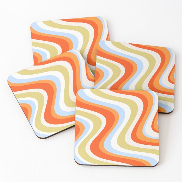 Item preview, Retro Wavy Stripes in Orange Blue and Olive designed and sold by trajeado14.