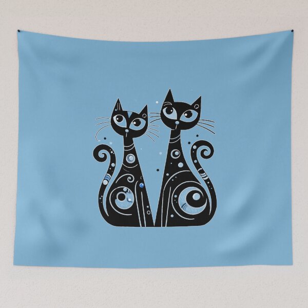 Item preview, Two Cats minimalist black and white art designed and sold by Natart1004.