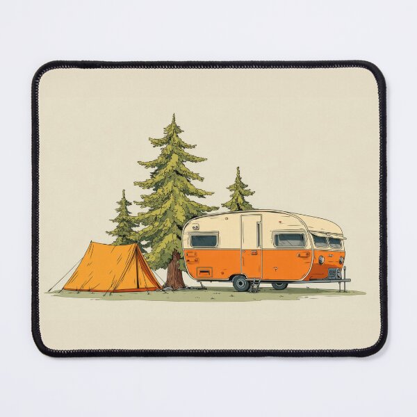 Item preview, Vintage trailer with tent in forest designed and sold by anytka.