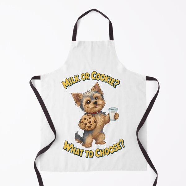 Item preview, Yorkshire Terrier's Big Dilemma - Cereal Cookie or Milk? designed and sold by Art-Arcade6.