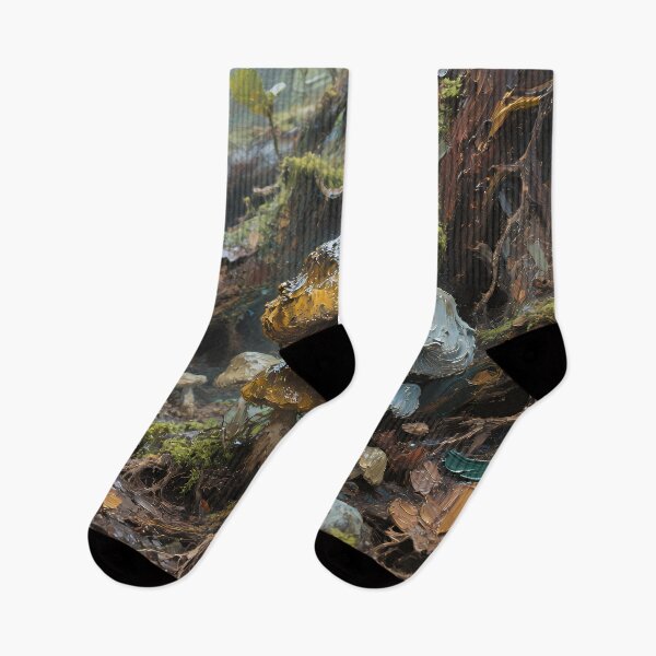 Item preview, Moody Forest Mushrooms Art Print – Dark Cottagecore Woodland Fungi Aesthetic, Magical Nature Painting designed and sold by cr6zym1nd.
