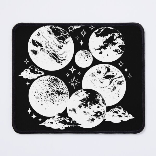Item preview, Planets with different artistic styles (watercolor, marble, pointillism) (negative ver) designed and sold by Moonshroomarts.