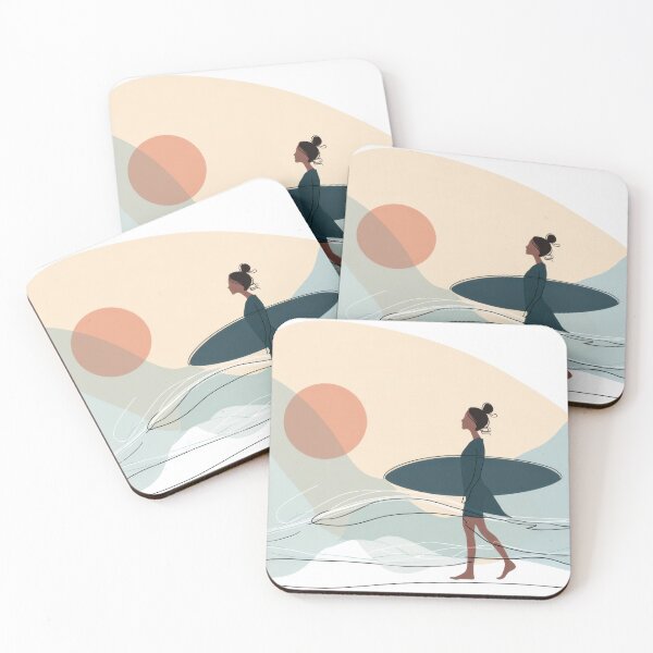 Item preview, Woman walks with surfboard by ocean designed and sold by anytka.
