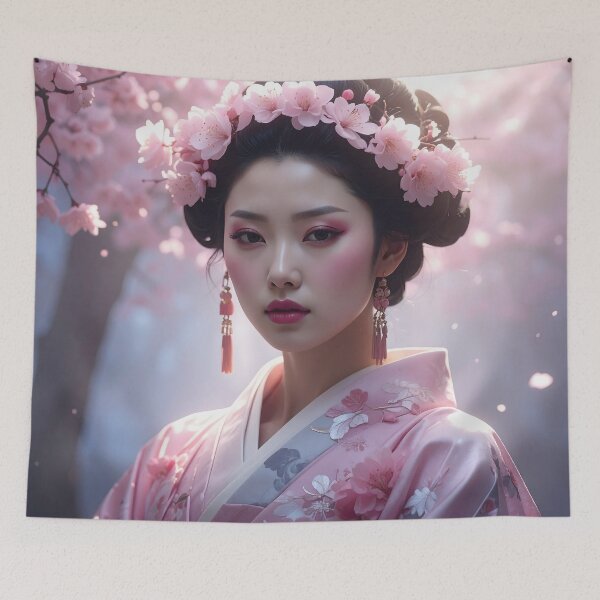 Item preview, Cyberpunk Geisha — Futuristic Japan Sakura Fusion designed and sold by Schoenenwald - Illustrations Uniques et Originales.