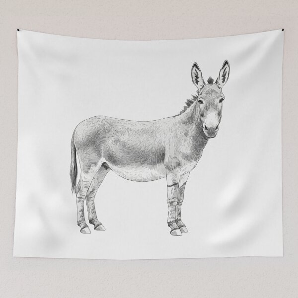 Item preview, Handsome Donkey – Detailed Line Drawing Art designed and sold by furrydrool.