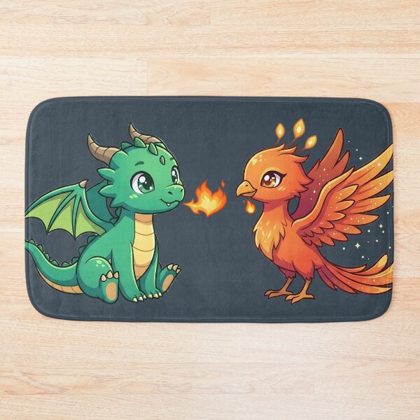Item preview, Cute Baby Dragon and Phoenix Fire Friends - Chibi Mythical Creature Couple designed and sold by WalterAdd.