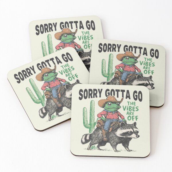Item preview, Sorry Gotta Go The Vibes Are Off Cowboy Frog Riding Raccoon The Vibes Are Off Weird Vintage Style Western Sarcastic Wild West Animal Lover designed and sold by Kovav.