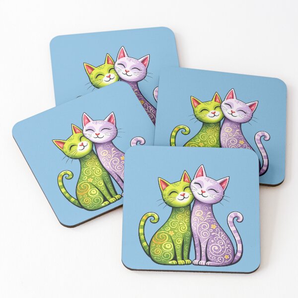 Item preview, Two Cats minimalist floral art designed and sold by Natart1004.