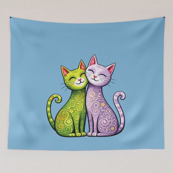 Item preview, Two Cats minimalist floral art designed and sold by Natart1004.