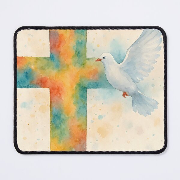 Item preview, Χριστός Ανέστη – Colorful Watercolor Cross with White Dove designed and sold by EmeraldeaArt.