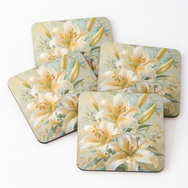 Item preview, Ivory Lilies on Ornate Background designed and sold by MargaretWiktor.