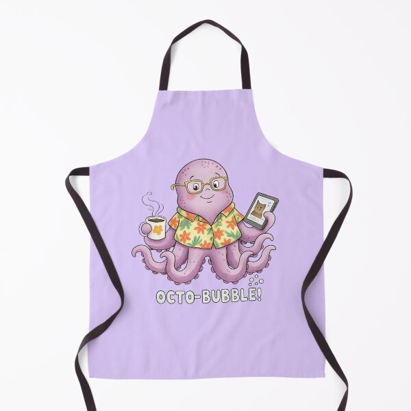 Item preview, Cute Octo-Bubble Watercolor Octopus with Coffee and Phone Illustration designed and sold by StickyDelights.