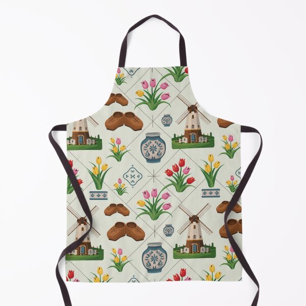 Item preview, Dutch Delft Blue Tulips & Windmills Seamless Pattern designed and sold by Midnight Veil Designs.