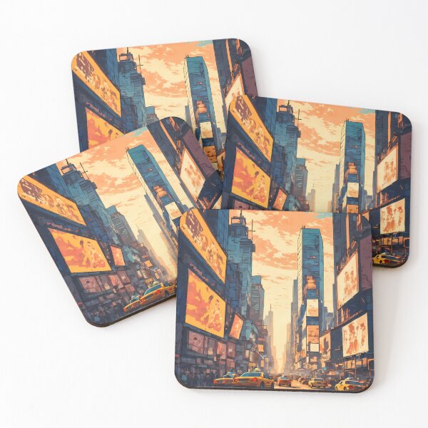 Item preview, Times Square at Golden Hour – Retro 80s Anime Cityscape designed and sold by JacksoonLester.