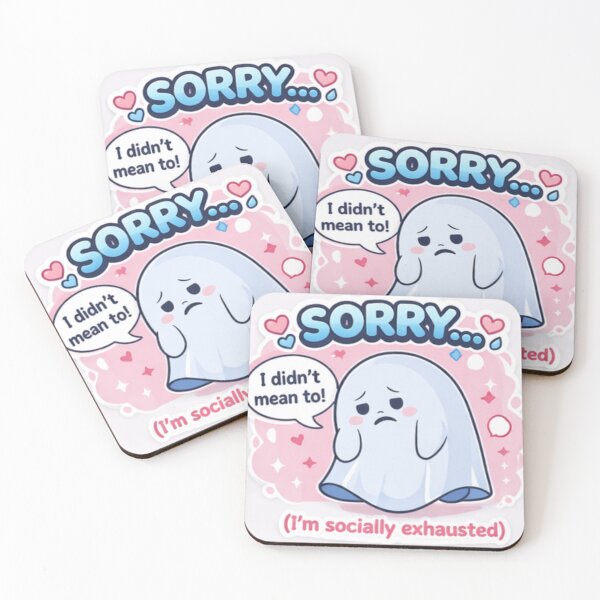 Item preview, Sorry I Didn’t Mean To – Socially Exhausted Cute Ghost Sticker designed and sold by sumodesign.