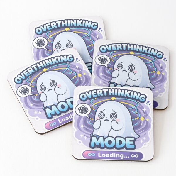 Item preview, Overthinking Mode Loading Cute Ghost – Anxiety & Relatable Sticker designed and sold by sumodesign.