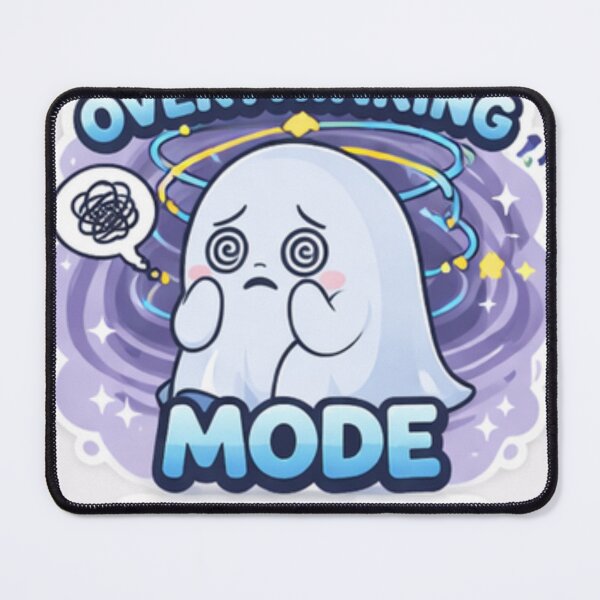 Item preview, Overthinking Mode Loading Cute Ghost – Anxiety & Relatable Sticker designed and sold by sumodesign.