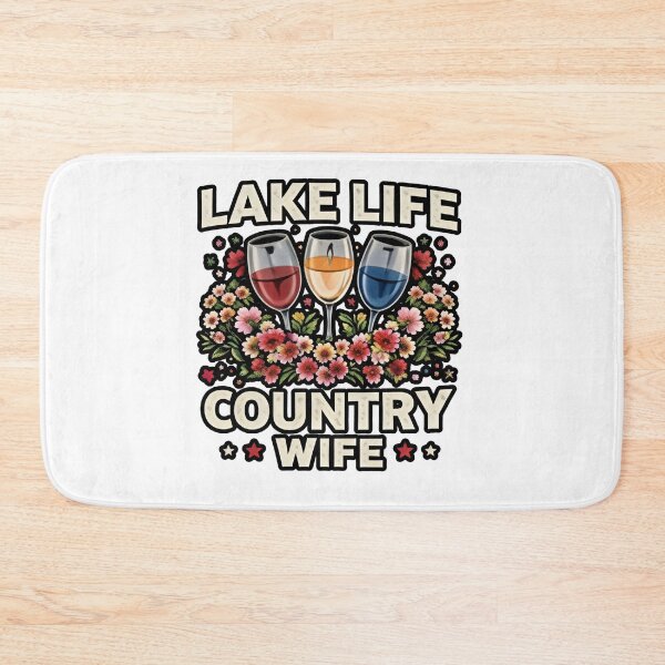 Item preview, Lake Life Country Wife – Floral Wine Glass Design designed and sold by Ladys-Gents.
