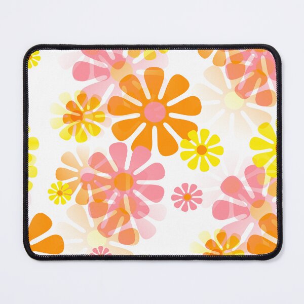 Item preview, 60's Retro Groovy Mod Flowers In Pink, Orange and Yellow  designed and sold by MellowCat.