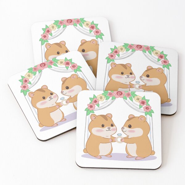 Item preview, Cute Hamster Wedding Sticker – Kawaii Couple Getting Engaged with Ring Floral Arch designed and sold by pn_terest.