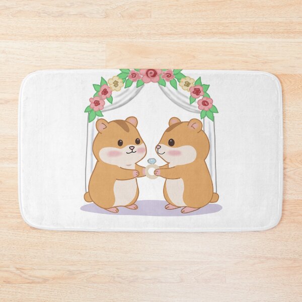 Item preview, Cute Hamster Wedding Sticker – Kawaii Couple Getting Engaged with Ring Floral Arch designed and sold by pn_terest.