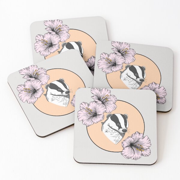 Item preview, Minimalistic badger with flowers designed and sold by Pamelarts.