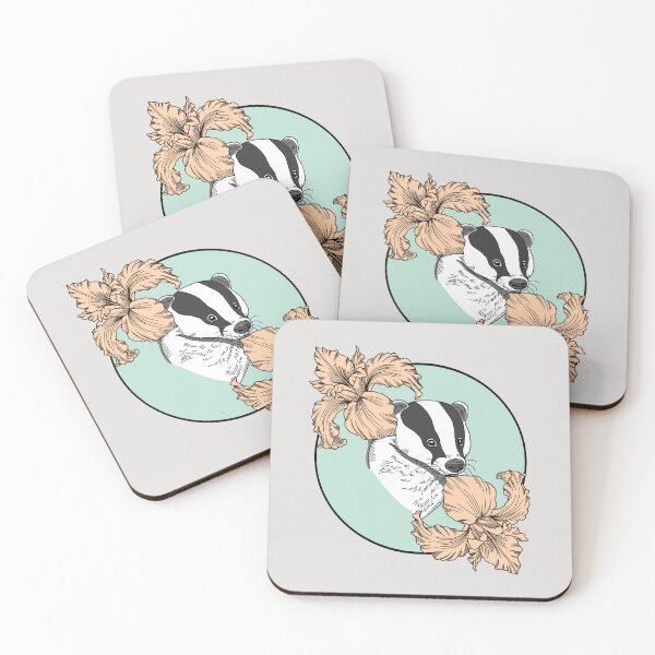 Item preview, Minimalistic badger with flowers designed and sold by Pamelarts.