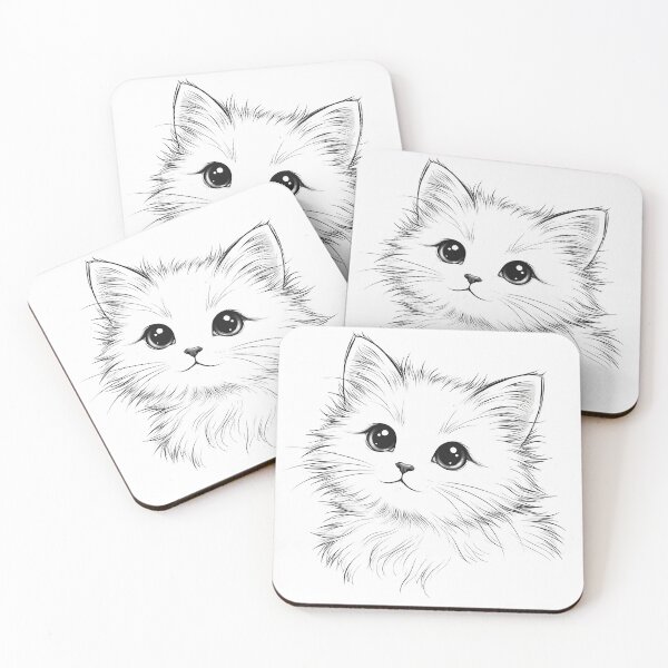 Item preview, Cute Fluffy Cat Minimal Line Art Aesthetic Kitten Design designed and sold by apex.vibe.
