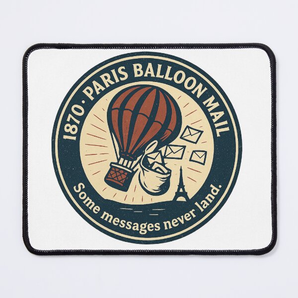 Item preview, 1870 Paris Balloon Mail Vintage Logo designed and sold by HistoriQuips.