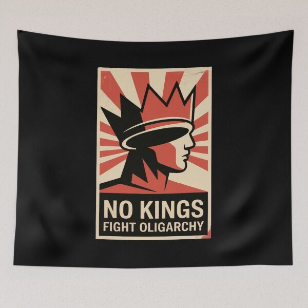 Item preview, No Kings Fight Oligarchy Retro Poster designed and sold by PROPera-design.