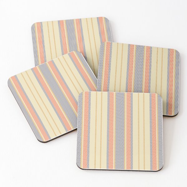 Item preview, Vintage Herringbone Stripe Pattern - Retro Blue, Orange, and Cream Vertical Stripes designed and sold by Artsy Corner.