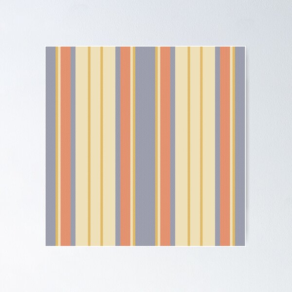 Item preview, Vintage Herringbone Stripe Pattern - Retro Blue, Orange, and Cream Vertical Stripes designed and sold by Artsy Corner.