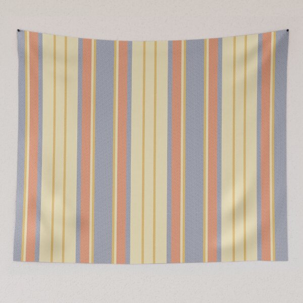 Item preview, Vintage Herringbone Stripe Pattern - Retro Blue, Orange, and Cream Vertical Stripes designed and sold by Artsy Corner.
