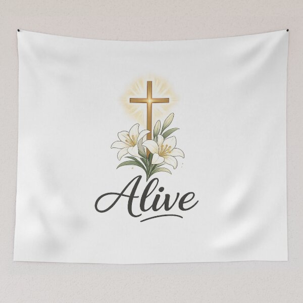 Item preview, Alive Minimal Christian Easter Cross and Lilies Design designed and sold by StyleLap.