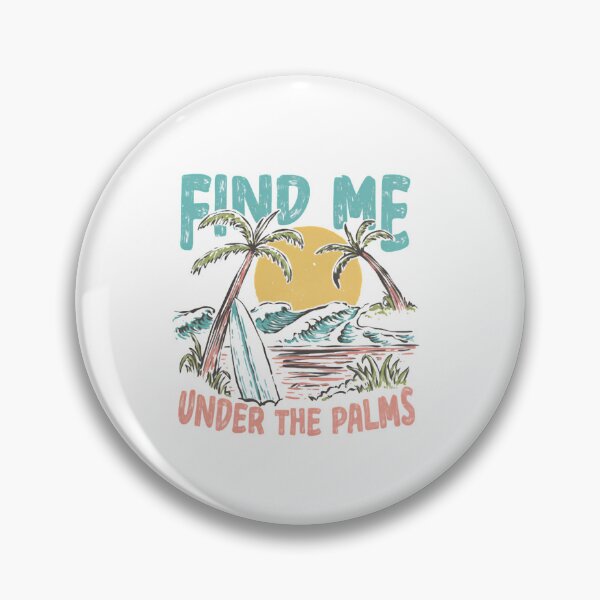 Item preview, Find Me Under the Palms — Retro Tropical Surf Illustration with Beach Sunset designed and sold by Colorful-Garden.