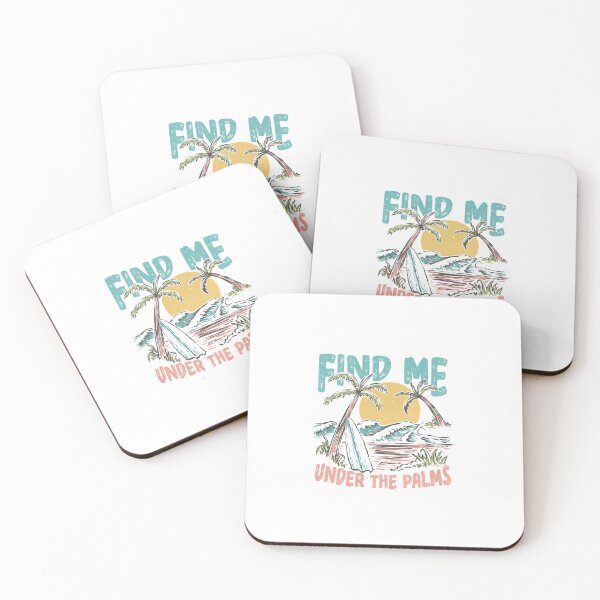 Item preview, Find Me Under the Palms — Retro Tropical Surf Illustration with Beach Sunset designed and sold by Colorful-Garden.