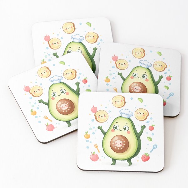 Item preview, Cute Avocado Chef Watercolor Kawaii Food Illustration designed and sold by Nusha Creations.