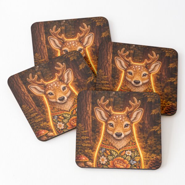 Item preview, Forest Guardian: Glowing Folk Art Deer Nesting Doll designed and sold by chihuahuashower.