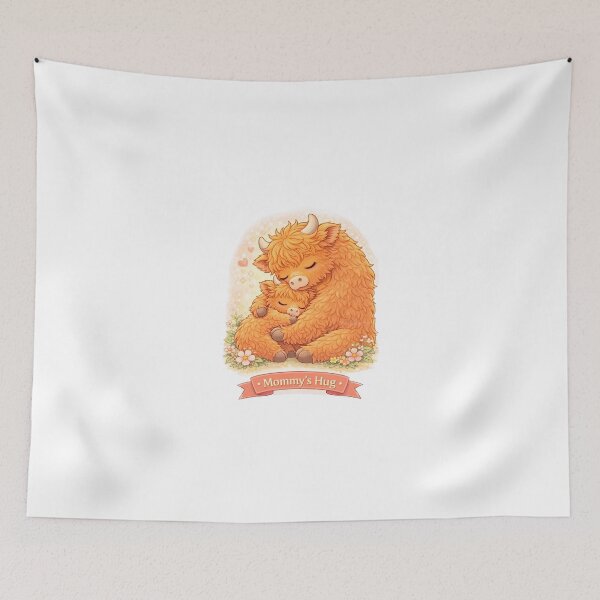Item preview, Mommy’s Hug – Baby Highland Cow designed and sold by Creative and Humorous Arts.
