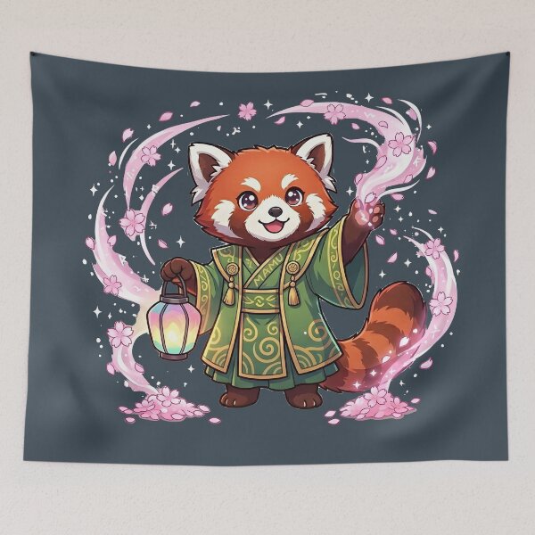 Item preview, Kawaii Red Panda Sakura Priest - Anime Magic Mascot T-Shirt designed and sold by WalterAdd.