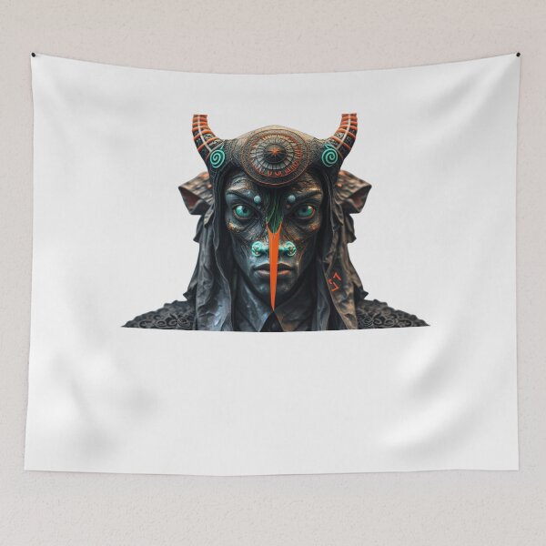 Item preview, ​The Ancient Neon Shaman - Futuristic Dark Warrior designed and sold by RickyStick.