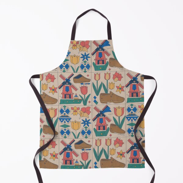 Item preview, Dutch Tile Windmills & Tulips Seamless Pattern designed and sold by Midnight Veil Designs.