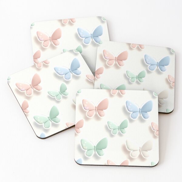 Item preview, A colorful pattern of butterflies in pastel shades on a white background designed and sold by Creative88Art.