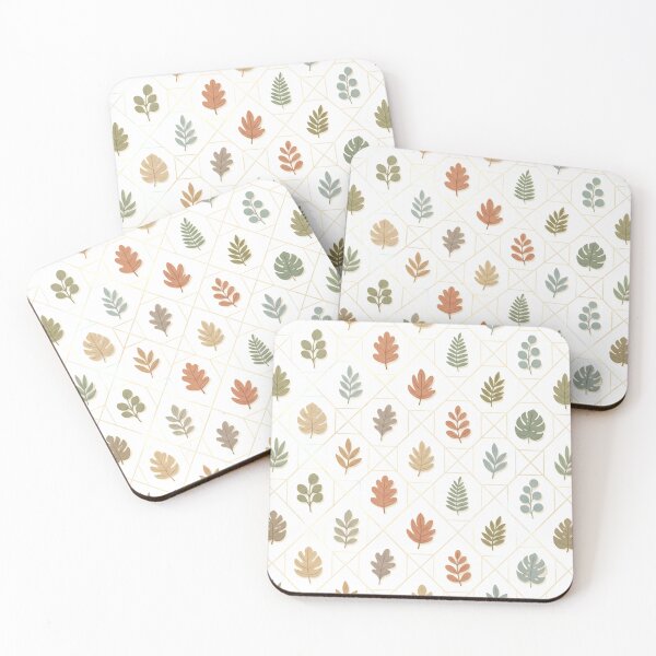 Item preview, A colorful leaf pattern on a white background with geometric shapes designed and sold by Creative88Art.
