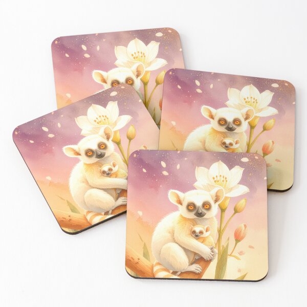 Artikelvorschau, Lemuren in der goldenen Stunde: Aquarell-Tuberose & Wildtierkunst entworfen und verkauft von chihuahuashower.