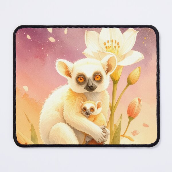 Item preview, Golden Hour Lemurs: Watercolor Tuberose & Wildlife Art designed and sold by chihuahuashower.