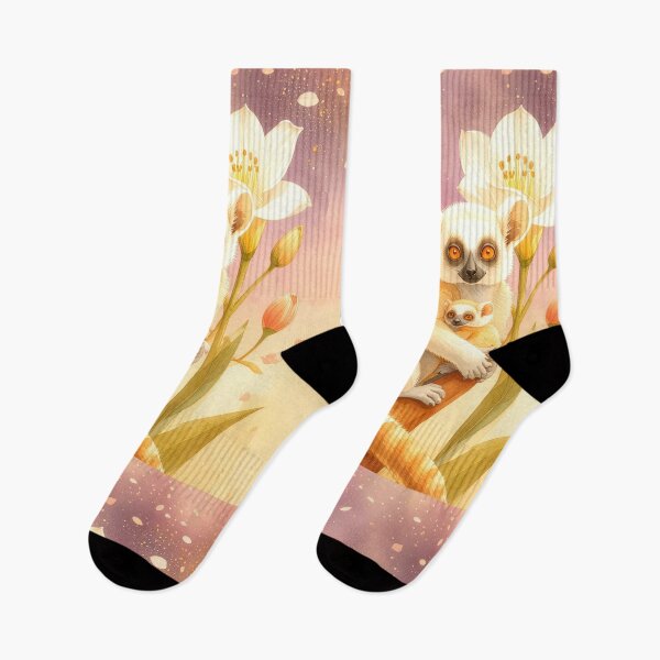 Item preview, Golden Hour Lemurs: Watercolor Tuberose & Wildlife Art designed and sold by chihuahuashower.