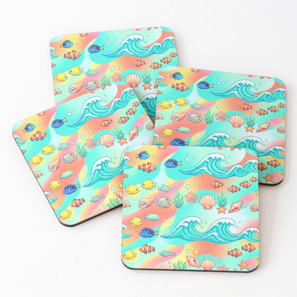 Item preview, A colorful illustration of ocean creatures and waves designed and sold by Creative88Art.
